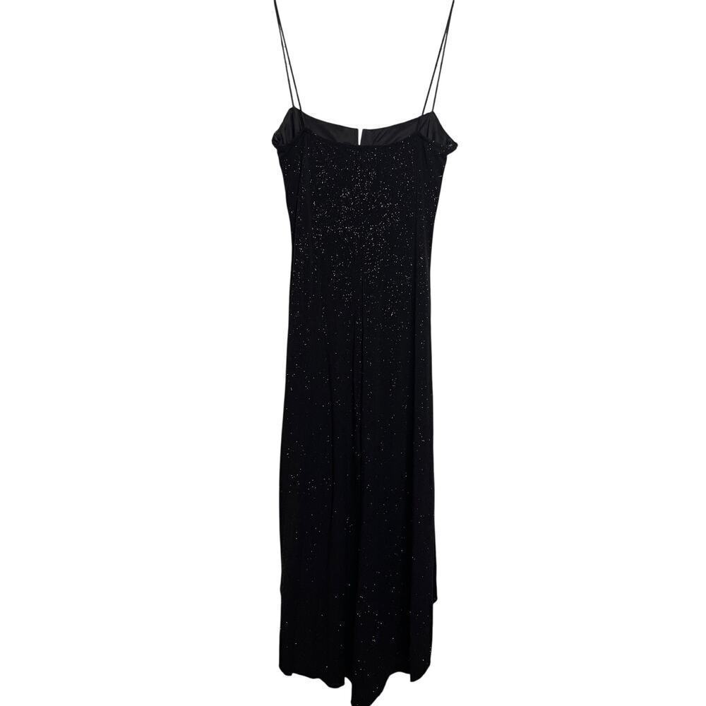 Vintage Y2K City Triangles Black Sparkly High Low Midi Dress Women's Size Medium - Picture 2 of 5